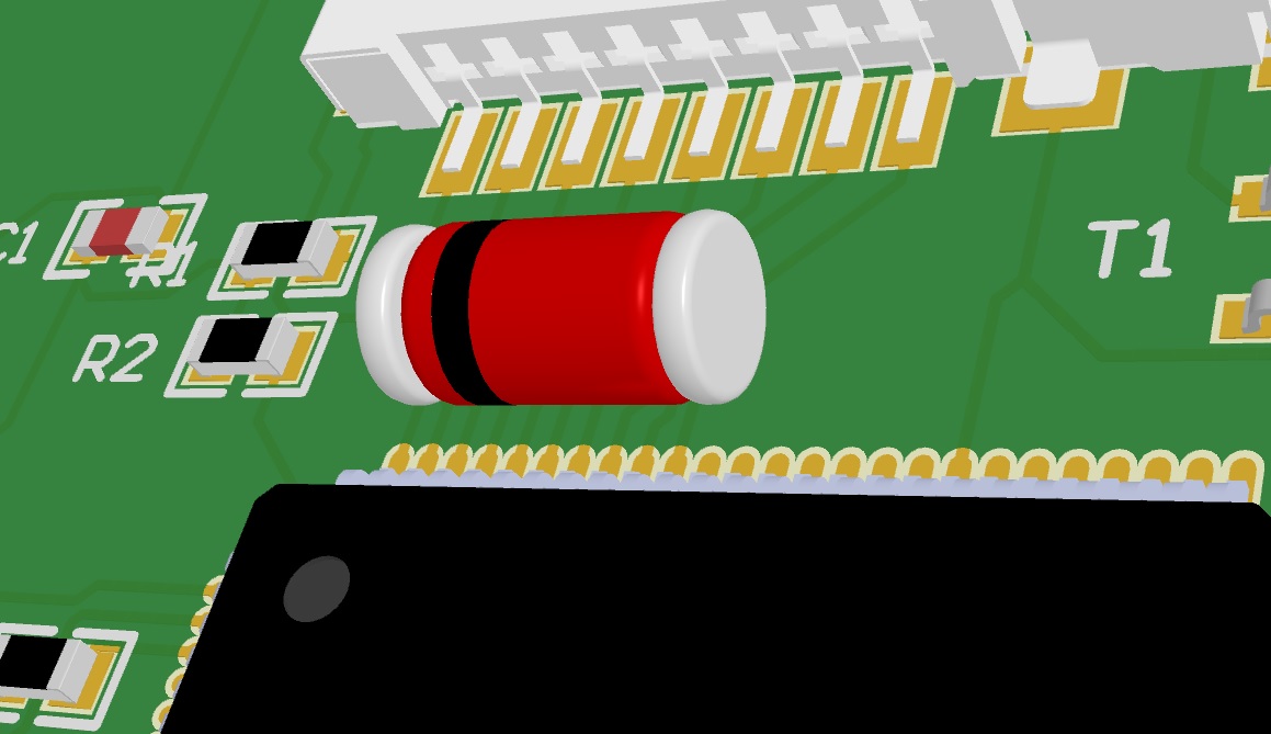 用于二极管或齐纳二极管的MELF或DO-213AB SMD外壳，5.2-D2.6毫米